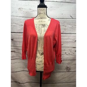 Coral Cardigan Sweater 3/4‎ Sleeve Button Down Knit Top Casual